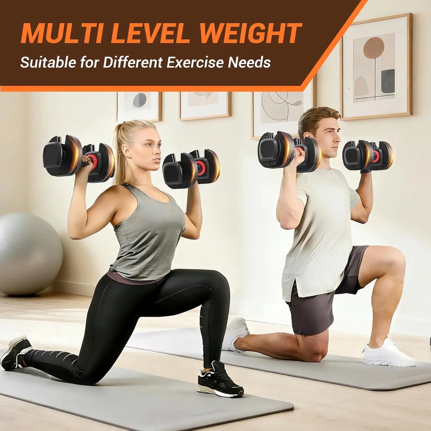 HiMISS 18 In 1 Adjustable Dumbbell Set With Tray Storage