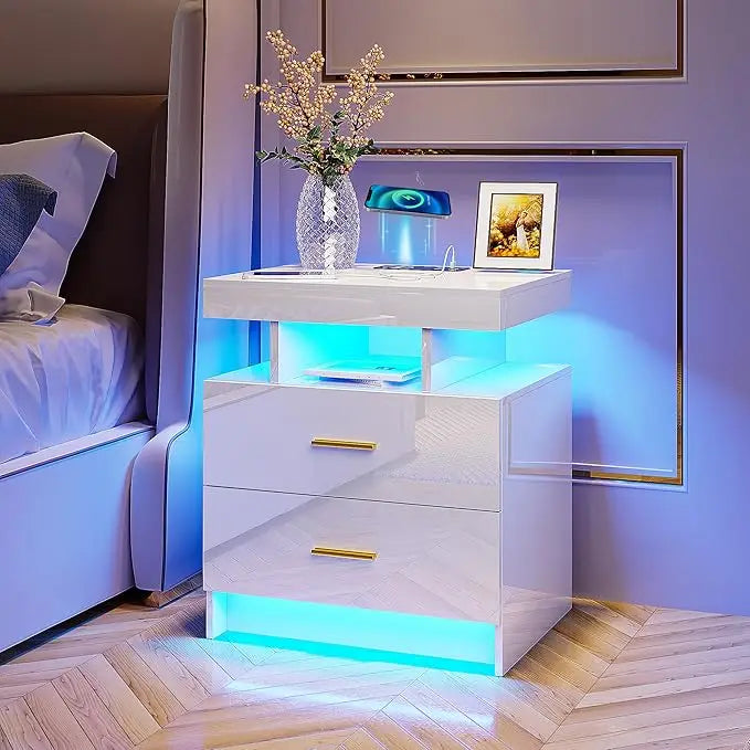Auto LED Nightstand With Wireless Charging And USB Ports