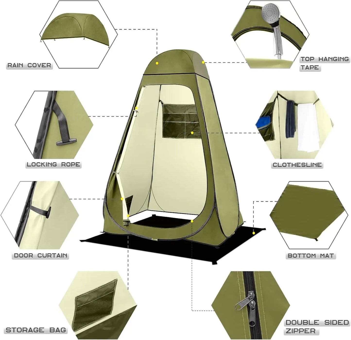 Pop Up Shower Tent Portable Privacy Changing Shelter With Windows