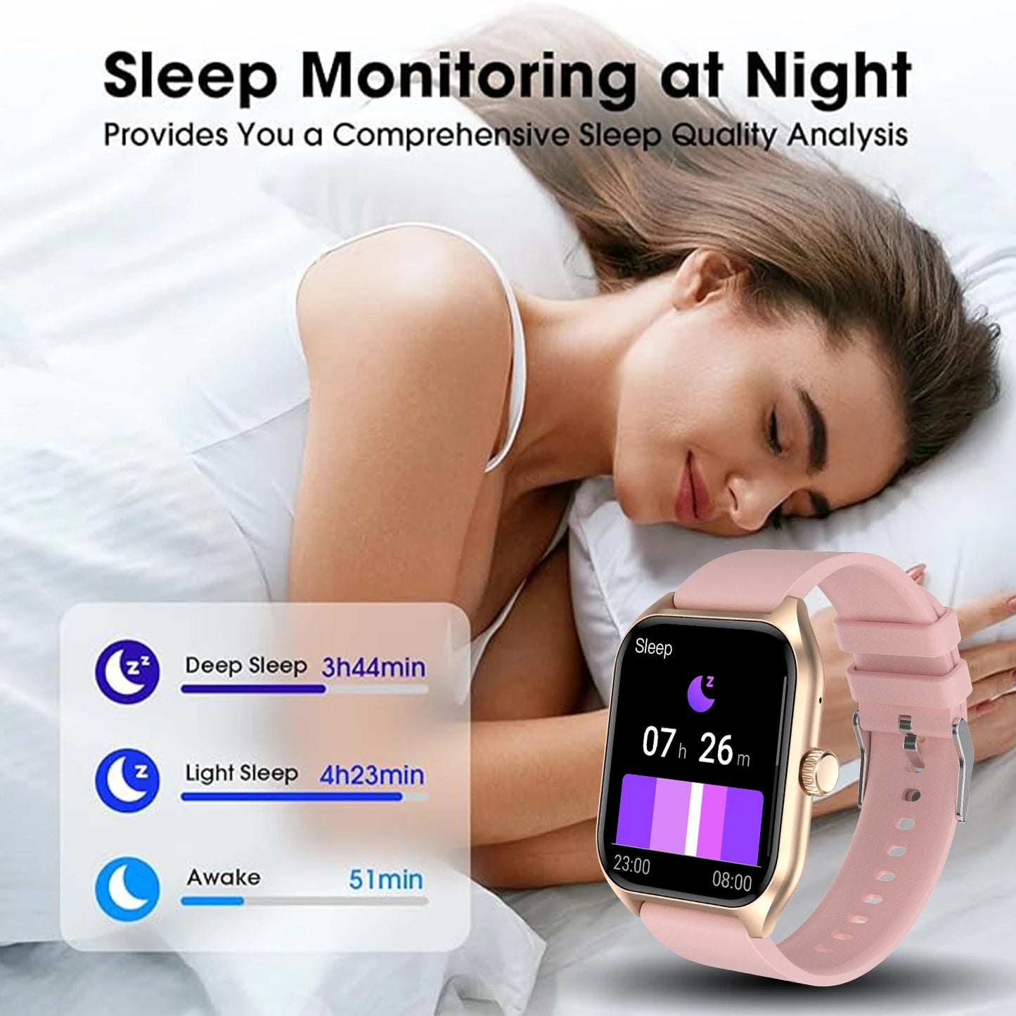 LIVLOVCP AI Voice Assistant Smartwatch Sleep Heart Rate Monitor 100 Sports