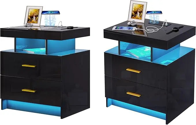 Auto LED Nightstand With Wireless Charging And USB Ports