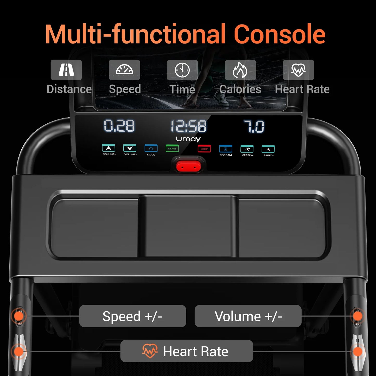 Foldable 3.0HP Brushless Home Treadmill With 300LB Capacity
