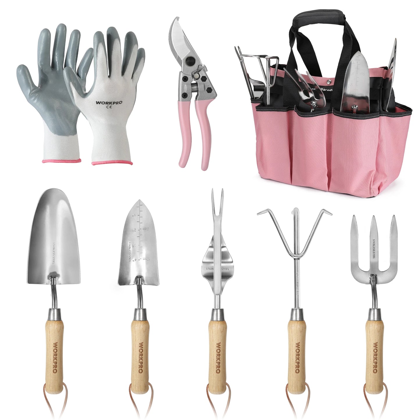 WORKPRO 8-Piece Garden Tool Set With Tote And Gloves