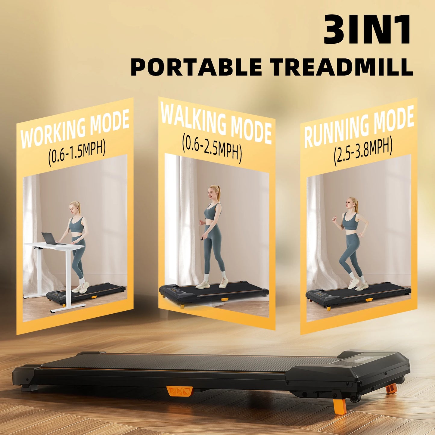 NONEDriving Under Desk Treadmill Incline Walking Pad 330Lbs