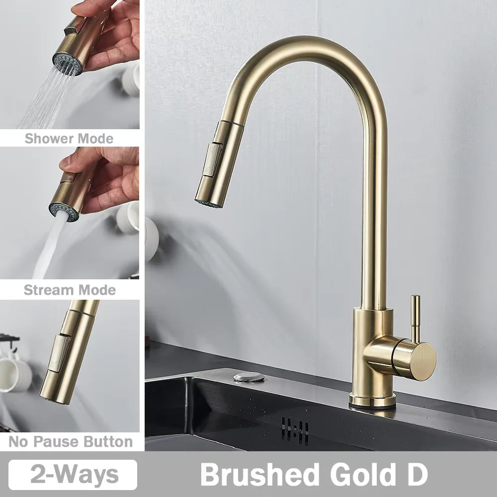 Rozin Deck Mounted Flexible Pull Out Kitchen Faucet Hot Cold