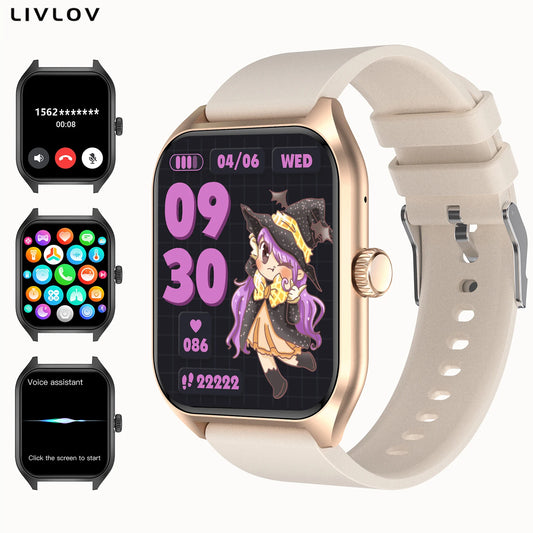 LIVLOVCP AI Voice Assistant Smartwatch Sleep Heart Rate Monitor 100 Sports