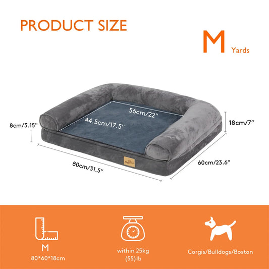 BORWARTCN Orthopedic Memory Foam Dog Bed With Removable Waterproof Cover