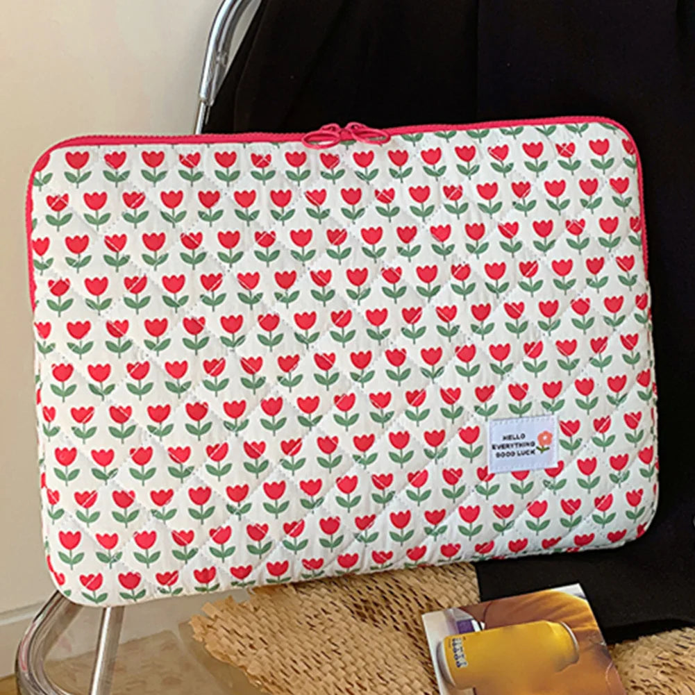 VKTECH Cute Flower Laptop Sleeve With Zipper Closure