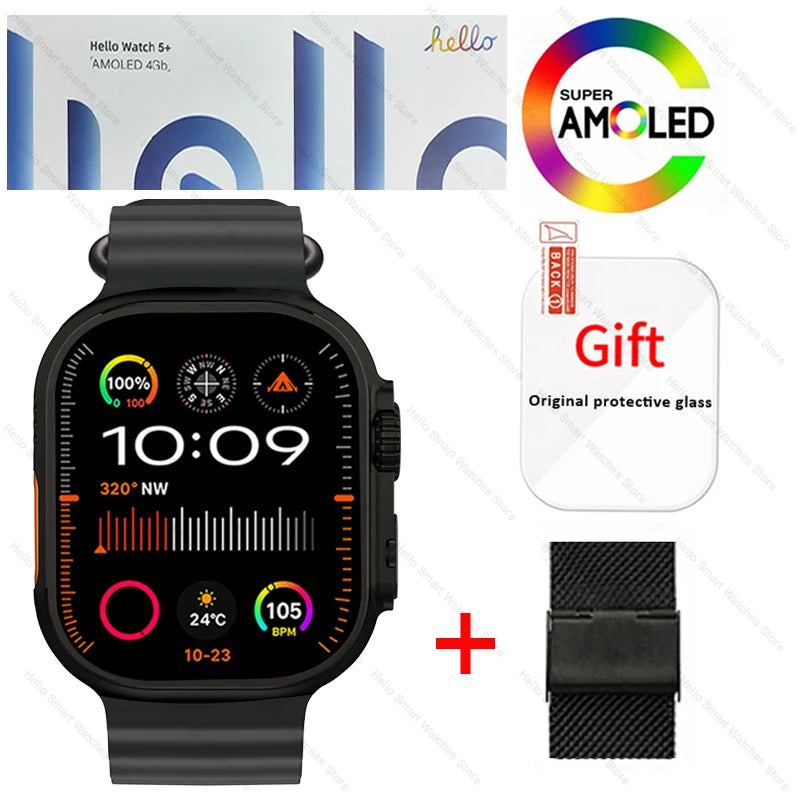 Hello Watch 5 Plus Ultra3 Smartwatch 4G NFC Bluetooth AMOLED
