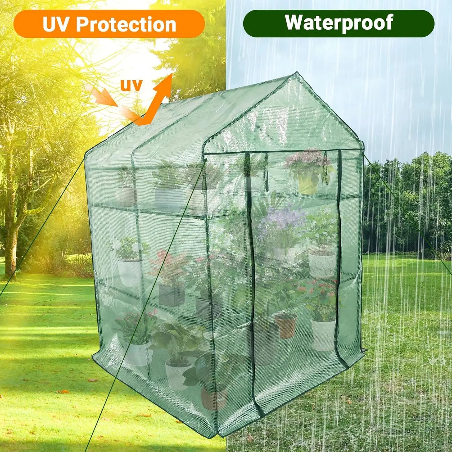 HiMISSH Outdoor Greenhouse Portable Roll Up Zippered Door With Anchors