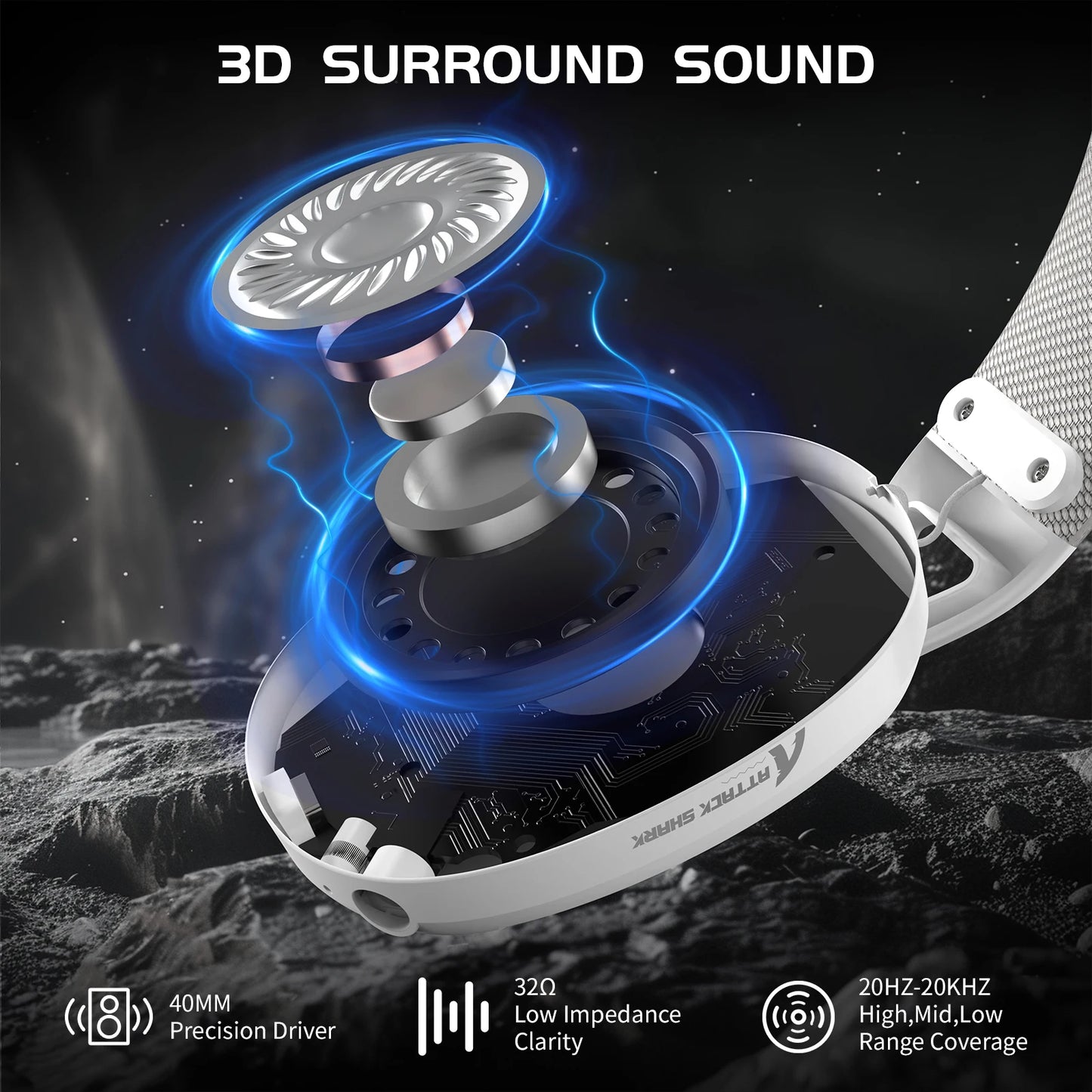 Attack Shark L80 Tri-Mode Wireless Gaming Headset PC PS4 PS5