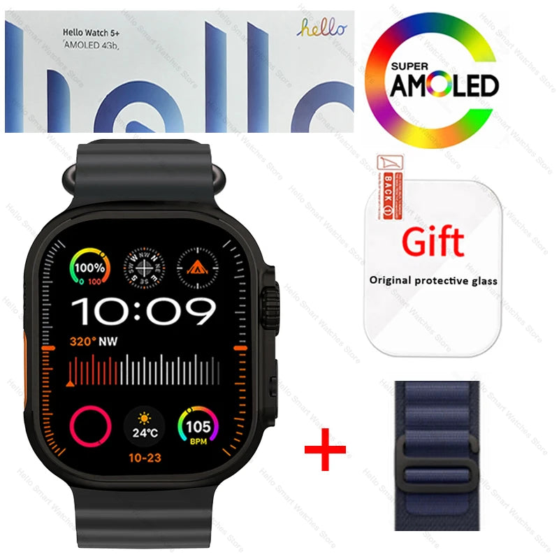 Hello Watch 5 Plus Ultra3 Smartwatch 4G NFC Bluetooth AMOLED