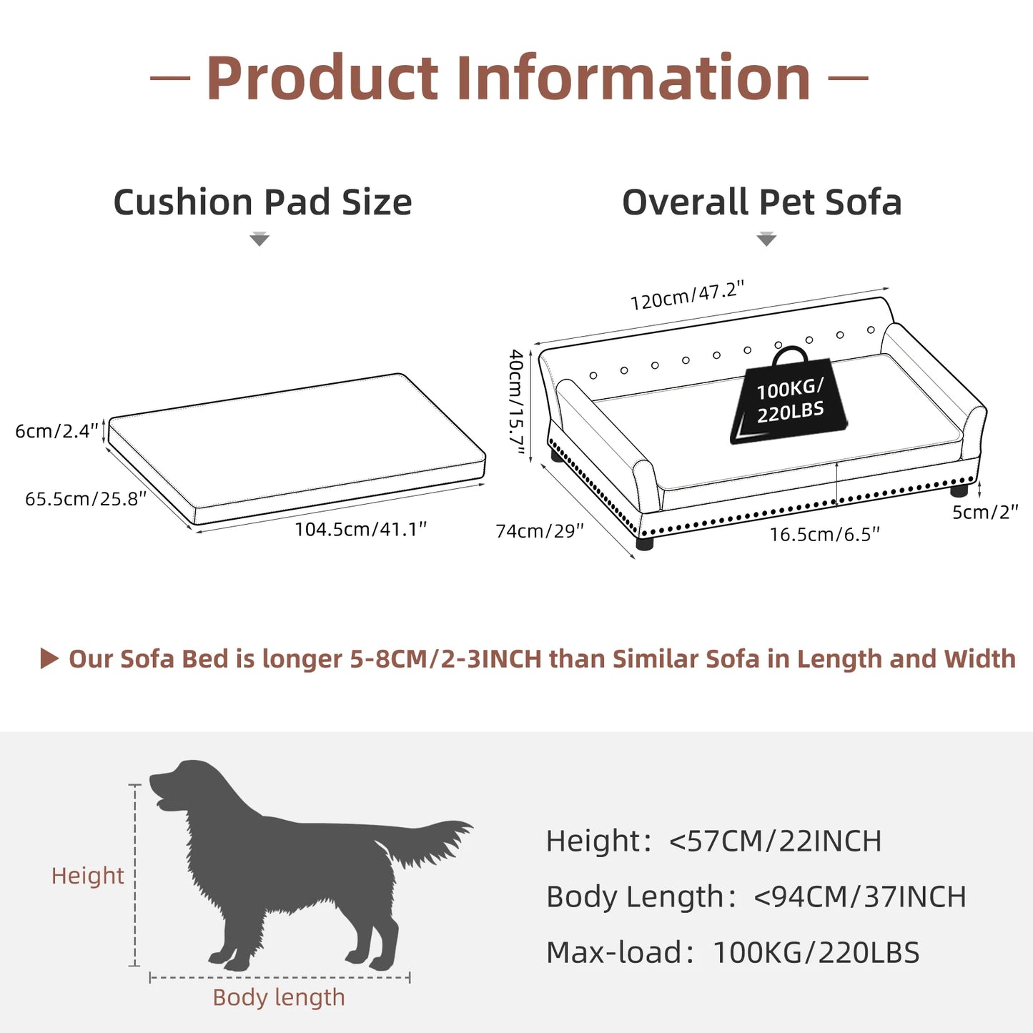 BORWARTCN Elevated PU Leather Dog Bed Waterproof With Removable Cushion