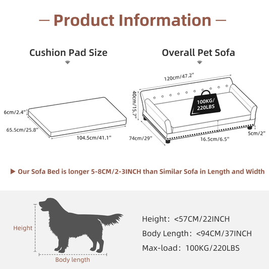 BORWARTCN Elevated PU Leather Dog Bed Waterproof With Removable Cushion