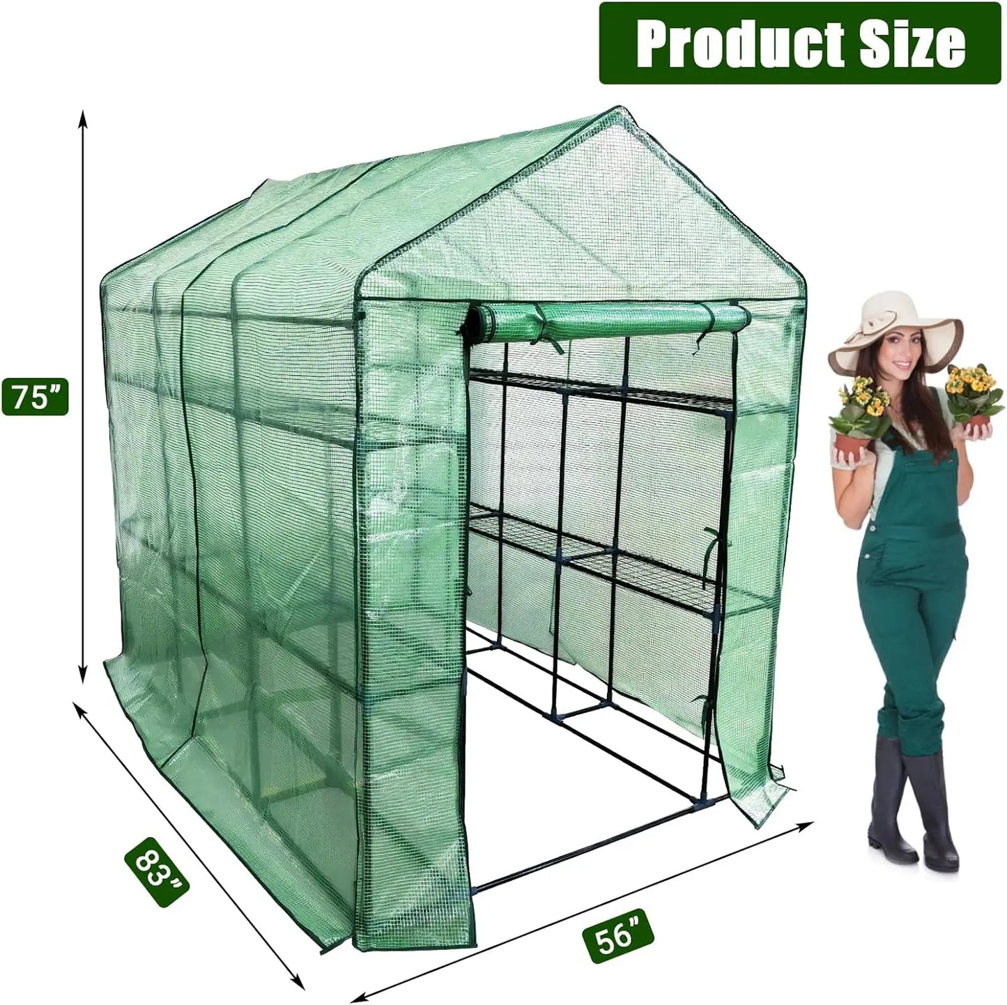 HiMISSH Outdoor Greenhouse Portable Roll Up Zippered Door With Anchors