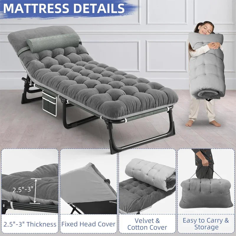 Snozeflex Camping Cot With Mattress Portable Folding Bed
