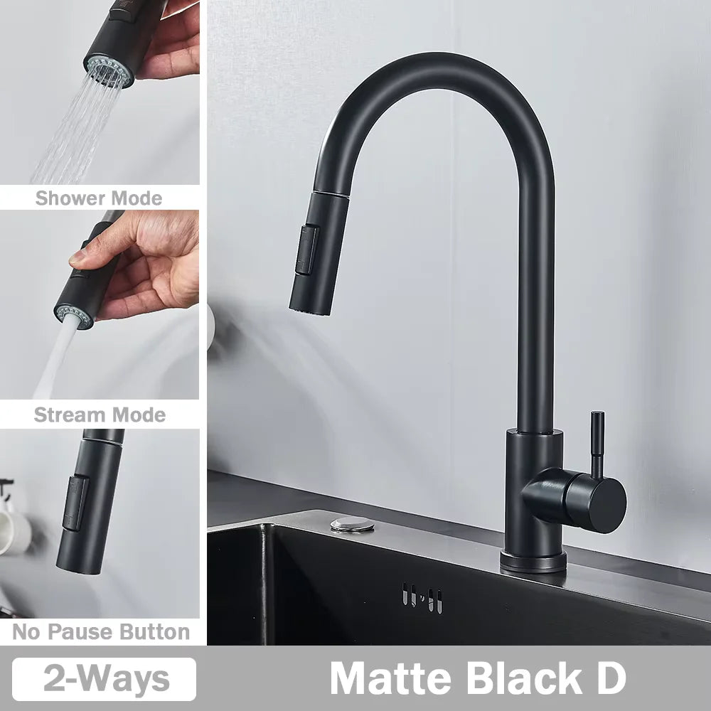 Rozin Deck Mounted Flexible Pull Out Kitchen Faucet Hot Cold