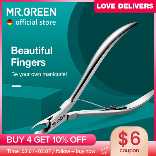 MR.GREEN Cuticle Nipper Manicure Scissors Stainless Steel Tweezer Tool