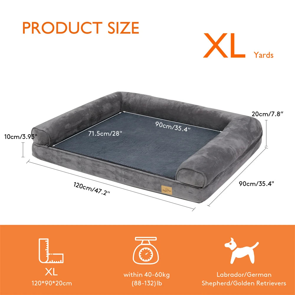BORWARTCN Orthopedic Memory Foam Dog Bed With Removable Waterproof Cover