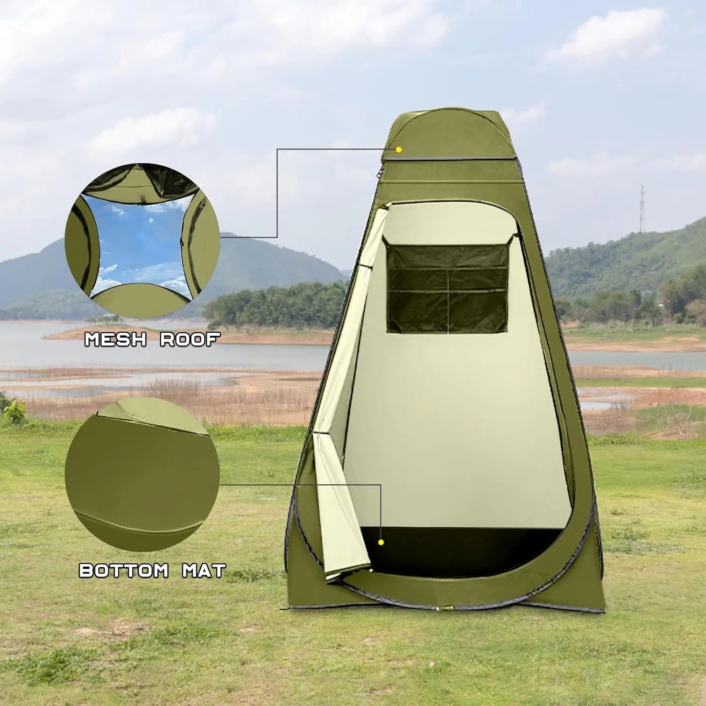 Pop Up Shower Tent Portable Privacy Changing Shelter With Windows
