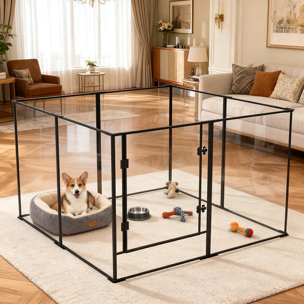 BORWAR Acrylic Dog Playpen Enclosure For Indoor Pets