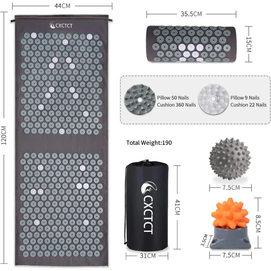 Yoga Acupressure Mat Set With Pillow For Back Neck Pain