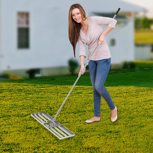 Bymaocar Adjustable Lawn Leveling Rake With Steel Handle