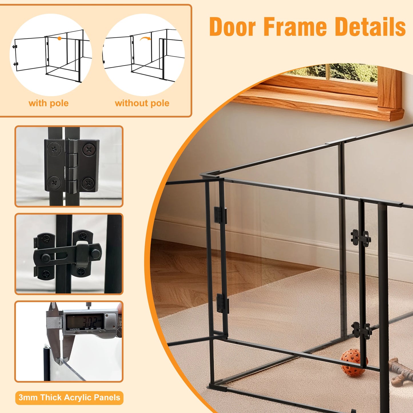BORWAR Acrylic Dog Playpen Enclosure For Indoor Pets
