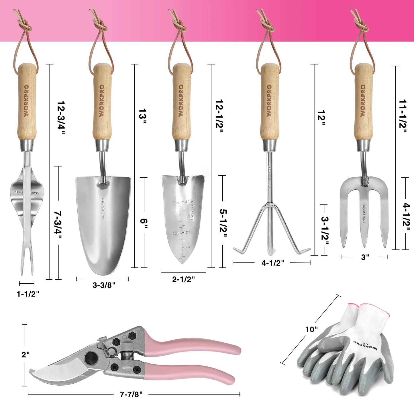 WORKPRO 8-Piece Garden Tool Set With Tote And Gloves