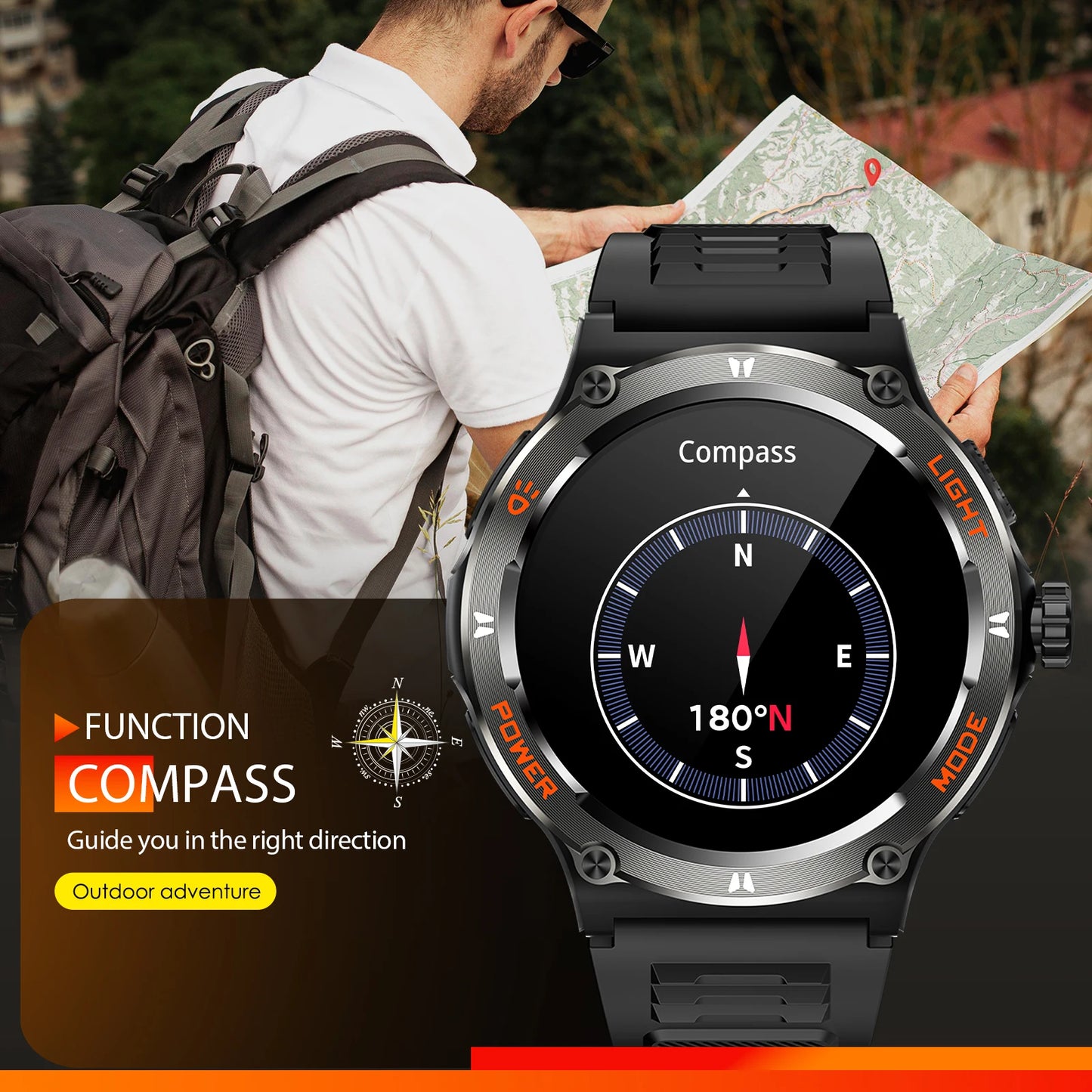 EIGIIS Smart Watch 3ATM Waterproof Heart Rate Sleep Analysis Bluetooth